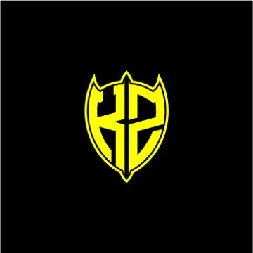 The initial letter of the shield logo K Z is yellow. Stock Illustration