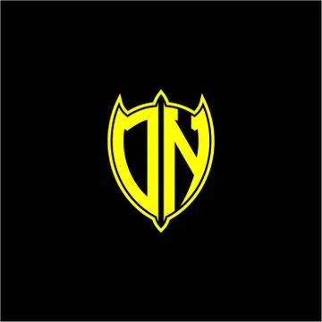 The initial letter of the shield logo O N is yellow. 스톡 일러스트