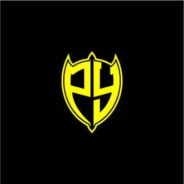The initial letter of the shield logo P Y is yellow. Illustrazione stock