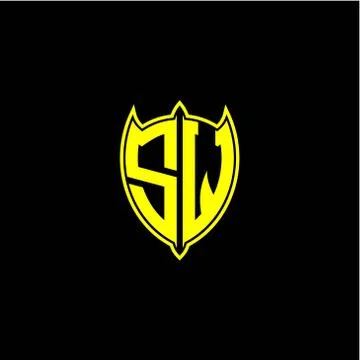 The initial letter of the shield logo S W is yellow. Stock Illustration