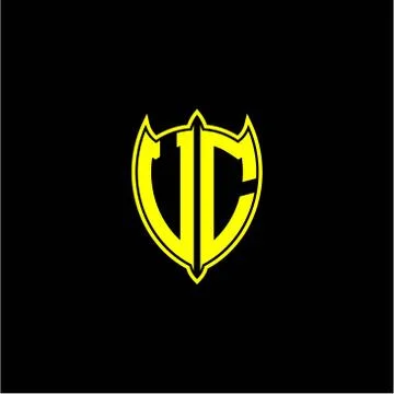 The initial letter of the shield logo V C is yellow. Stock Illustration