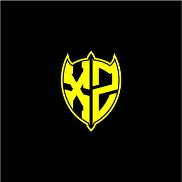 The initial letter of the shield logo X Z is yellow. Stock Illustration