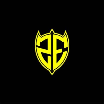 The initial letter of the shield logo Z E is yellow. Stock-Illustration