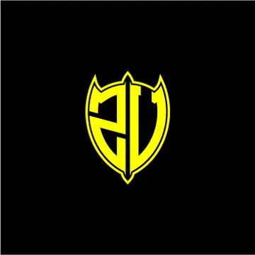 The initial letter of the shield logo Z V is yellow. Stock Illustration