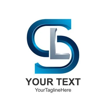 Initial letter SL or LS logo design template element colored silver blue for  Stock Illustration
