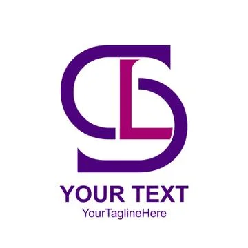 Initial letter SL or LS logo design template element colored purple for busin Illustrazione stock