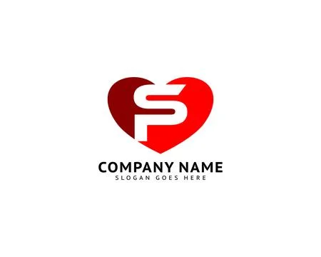 Initial Letter SP Heart Love Logo Icon Design Template Element Stock Illustration