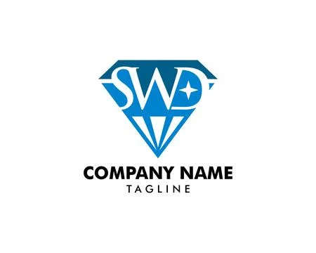 Initial Letter SWD Diamond Shape Logo Template Design Stock Illustration