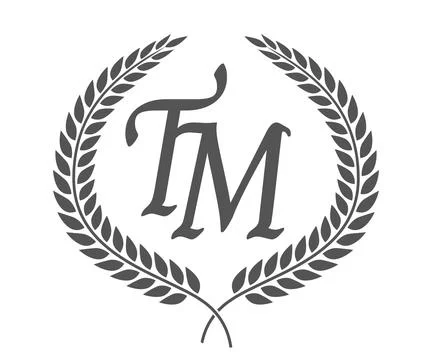 Initial letter T and M, TM monogram logo design with laurel wreath. Luxury .. Stock Illustration