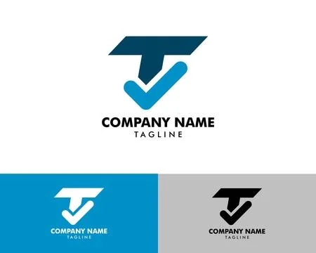 Initial Letter T check mark logo icon design template elements イラスト素材
