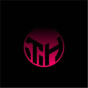 Initial letter T H Modern circle with elegant colored background frame Stock Illustration
