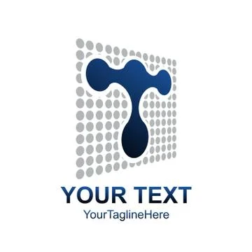 Initial letter T logo template colored Dotted Bubble square design for busine Illustrazione stock