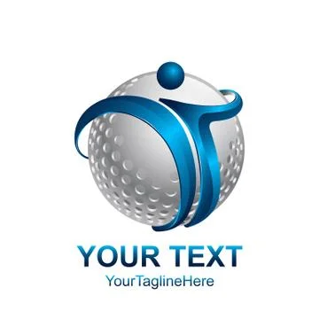 Initial letter T logo template colored silver blue globe design for business  Stock Illustration