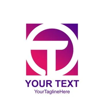 Initial letter T logo template colorful circle square design for business and Stock Illustration