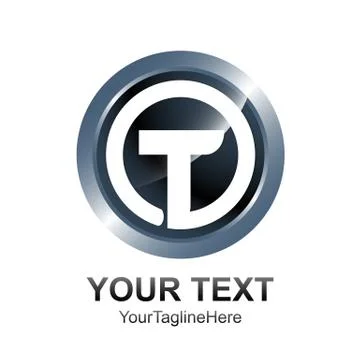 Initial letter T logo template colored silver black circle design for busines Stock Illustration