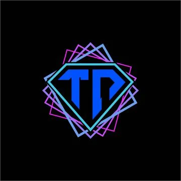 Initial letter T N with diamond design and square ornament as decoration Stock Illustration