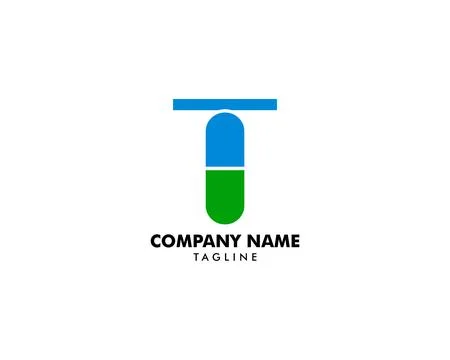 Initial Letter T Pill or Capsule Logo Design Illustrazione stock