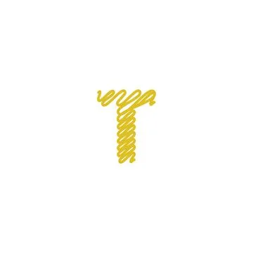Initial letter T scribble gold logo Stock Illustration