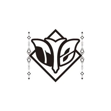 Initial letter T Z bow and arrow, white and black, with square decoration. Stock Illustration