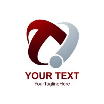 Initial letter TI logo design template element colored red grey swoosh for bu Stock Illustration