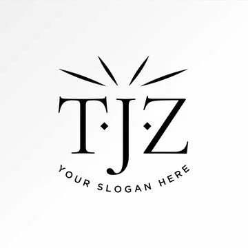 Initial letter TJZ serif font emblem ray on top typography monogram brand Illustrazione stock