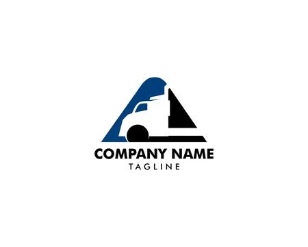 Initial Letter A with Truck Vector Logo Design Stock Illustration