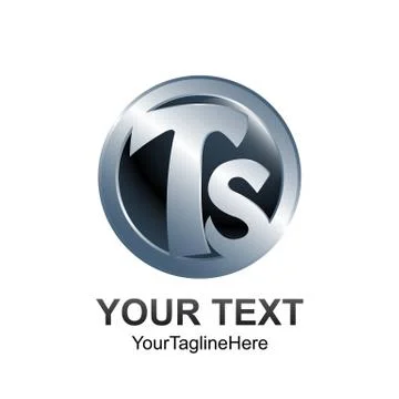 Initial letter TS logo template colored silver black circle design for busine Illustrazione stock