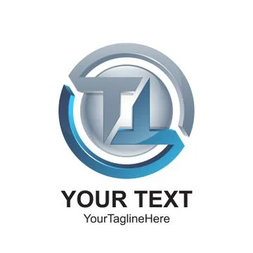 Initial letter TT logo template colored silver blue circle sphere design for  Stock Illustration