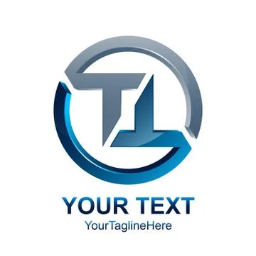 Initial letter TT logo template colored silver blue circle design for busines Stock Illustration