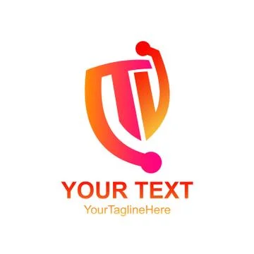 Initial letter TV logo template colorfull shield design for business and comp Stock Illustration