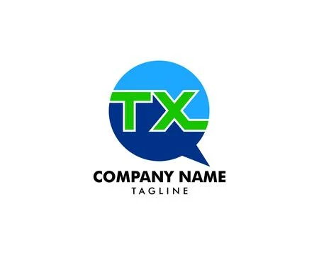 Initial Letter TX Bubble Talk Logo Template Vector Stock Illustration