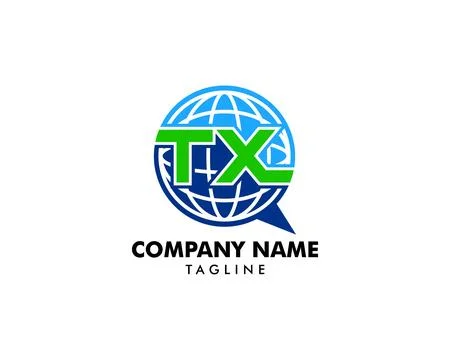 Initial Letter TX Bubble Talk Logo Template Vector Stock Illustration