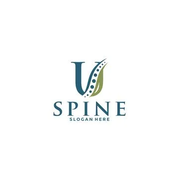 Initial Letter U and spine logo vector, Chiropractic Logo design icon templat Illustrazione stock