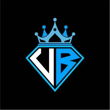 Initial letter U B diamond shape with crown decoration Stock Illustration