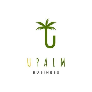 Initial letter U coconut tree icon logo design inspiration Stock Illustration