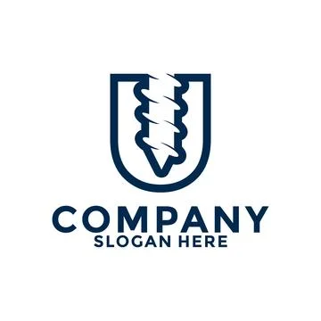 Initial letter U drill logo vector, initial letter with Drill Logo design t.. Stock Illustration