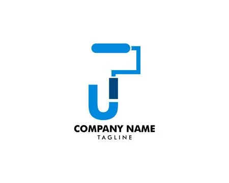 Initial letter U logo with paint brush Stock Illustration