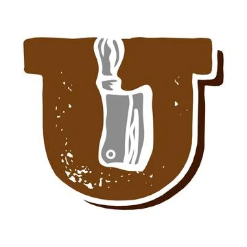 Initial letter u meat knife icon logo design template Stock Illustration