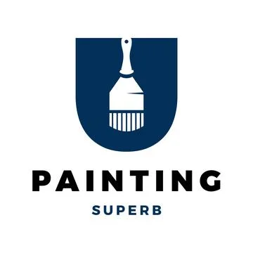 Initial Letter U Painting Icon Logo Design Template Illustrazione stock