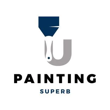 Initial Letter U Painting Icon Logo Design Template Illustrazione stock