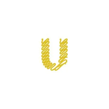 Initial letter U scribble gold logo Stock Illustration
