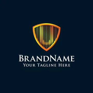 Initial letter U shield logo with gold color Stock Illustration