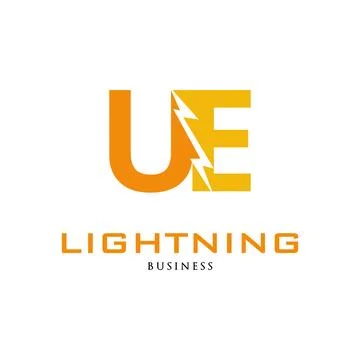 Initial Letter UE Lightning Icon Logo Design Template Stock Illustration