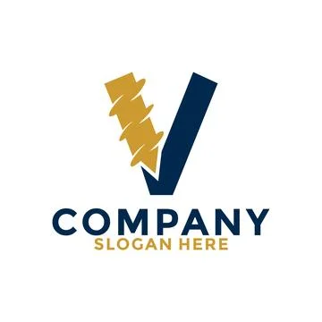 Initial letter V drill logo vector, initial letter with Drill Logo design t.. Illustrazione stock