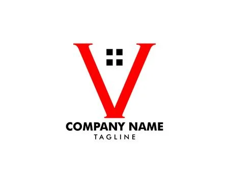 Initial Letter V House Real Estate Logo Design Stock Illustration