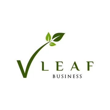 Initial Letter V Leaf Icon Logo Design Template Stock Illustration