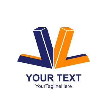 Initial letter V logo design template element colored blue orange block for b Stock Illustration