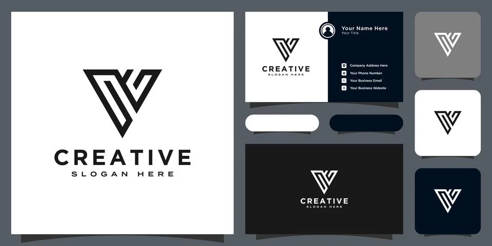 Initial letter V logo line style vector design Stock Illustration