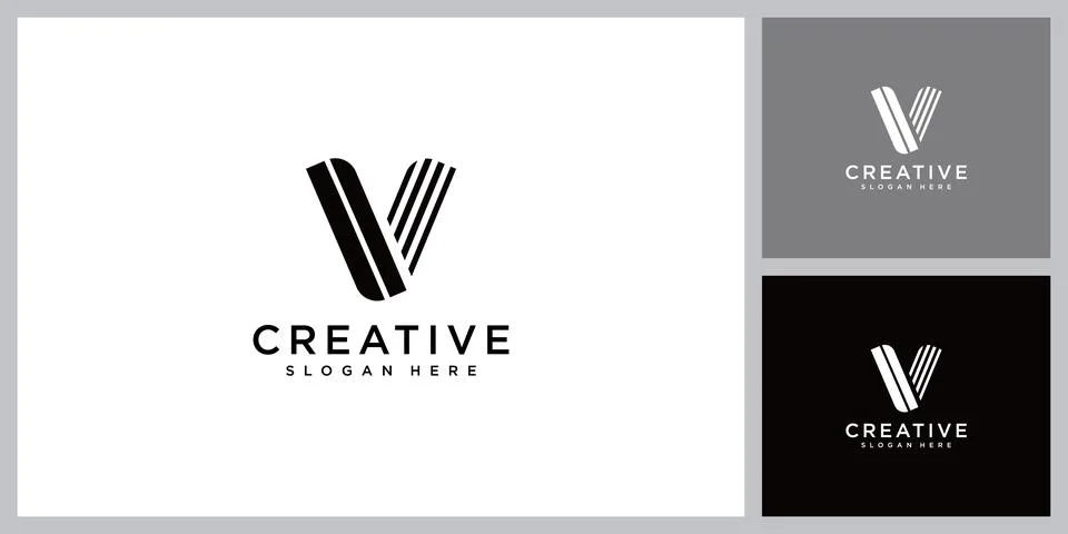 Initial letter V logo line style vector design Stock Illustration