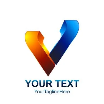 Initial letter V logo template colored orange blue design for business and co Stock Illustration